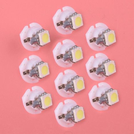 Lot de 20 ampoules LED blanches T5 B8.4D pour tableau de bord de voiture, moto, bateau, camping-car, remorque, camion (1/4)