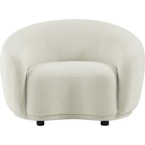 Fauteuil en tissu bouclette blanc ivoire BOVANA (1/4)