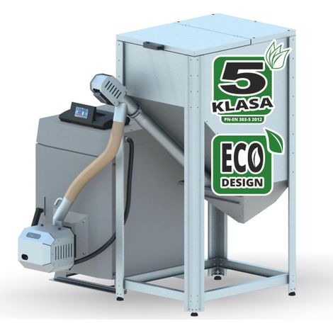 Mini caldera de pellets de 15 kW con tanque de pellets