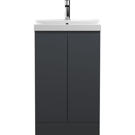 Hudson Reed Urban Floor Standing 2-Door Vanity Unit with Basin-3 500mm Wide - Satin Anthracite (1/5)