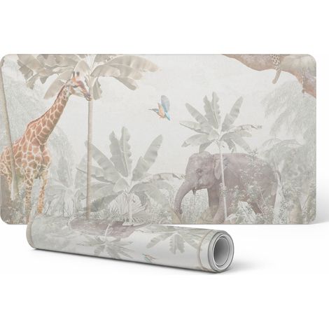 Alfombrilla de escritorio con dise帽o de selva ex贸tica para dise帽adores gr谩ficos y dise帽adores, 90x45 cm.