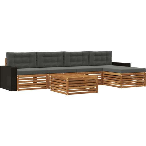 Ensemble de canapés d'extérieur 6 pc Naturel et Anthracite vidaXL (1/5)