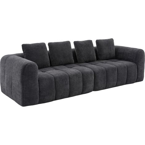 Divano modulare 2 pezzi in tessuto effetto velluto grigio scuro 260 cm con braccioli (1/5)