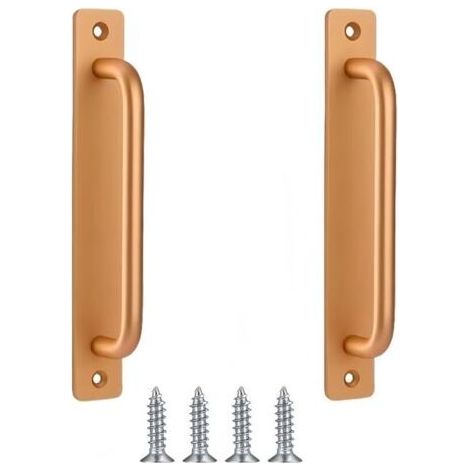 Lot de 2 poignées de porte de grange, poignées de porte de grange coulissantes dorées pour cuisine, meubles, armoires, placards, portes(dorée,210mm) (1/5)