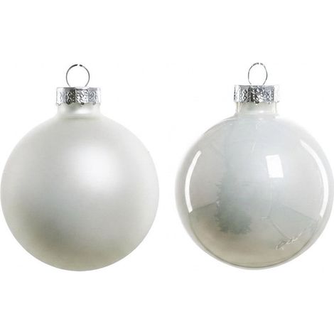 TrendLine Christbaumkugeln 20 Kugeln Ø 6 cm Glas Weiß Weihnachtskugeln (1/3)