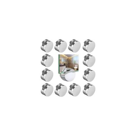Juego de 12 soportes redondos de pared para espejos, fabricados en aleación de zinc, con capacidad de carga máxima de 15 kg, ideales para baños - Crezuo (1/4)