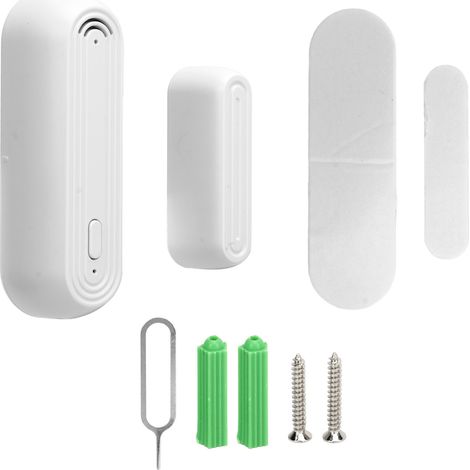 Lot de 2 capteurs d'ouverture de porte/fenêtre sans fil, détecteur intelligent d'alarme de sécurité domestique, contact d'alerte anti-intrusion (1/5)