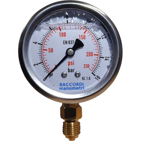 Manómetro radial de baja presión MG1-63, rosca de 16 bar y 1/4". (1/5)