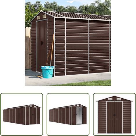 vidaXL Gartenhaus - Gartenhaus Braun 191x640x198 cm Verzinkter Stahl (1/5)