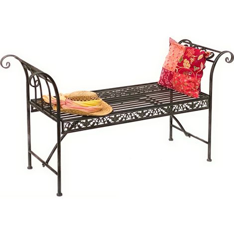 Banc de jardin DanDiBo résistant aux intempéries sans dossier en métal brun 96001 140 cm Banc en métal Banc de jardin (1/5)
