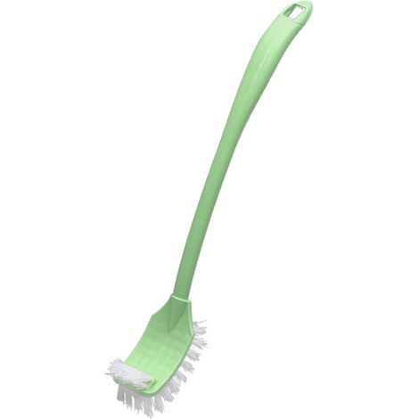Brosse WC à Manche Longue avec Tête Courbée Biface, Nettoyage Intégral de la Cuvette et du Cercle, Matière Plastique Durable, Vert (1/5)