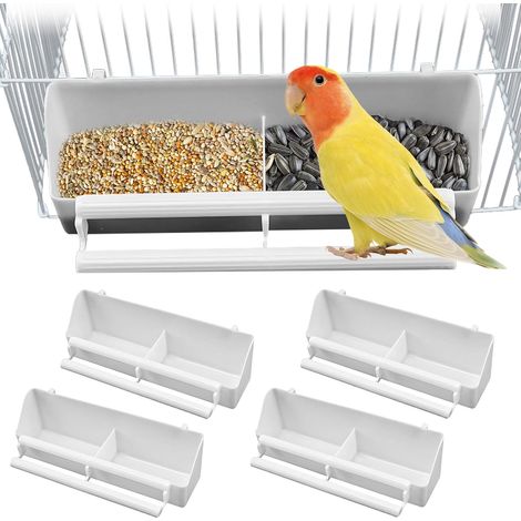 Set di 4 mangiatoie per uccelli: colonna per cibo con supporto - Accessori per gabbie per uccelli sospese - Mangiatoia per uccelli - Ciotola per l'acqua per pappagalli e uccelli (1/5)