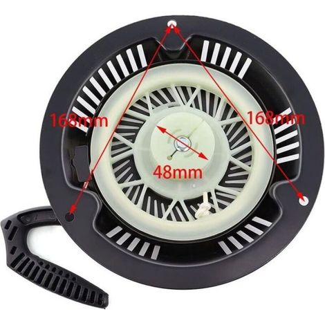 Démarreur À Câble - Pour Tondeuse À Gazon - Distance Trou 168 Mm - Compatible FX-RM4639 FX-RM5196 FX-RM5196PRO FX-RM5.0 FX-RM6.0 FX-RM2060S FX-RM1855 FX-RM2060ES FX-RM1860 - 1 Pièce (1/5)