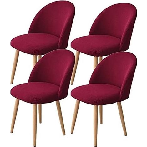 Housse De Chaises Salle À Manger Scandinave 4 pièces Extensible Arc De Coquille Jacquard Spande vin rouge (1/5)