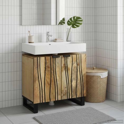 Meuble sous lavabo salle de bain avec étagères en bois d’ingénierie marron 62 x 33 x 58 cm - PANGIVO (1/5)