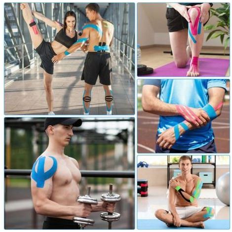 6 rotoli di nastro kinesiologico, 5 m × 5 cm, traspirante, elastico, nastro kinesiologico per sport, esercizi per il ginocchio, vita quotidiana, Cuneary (1/5)