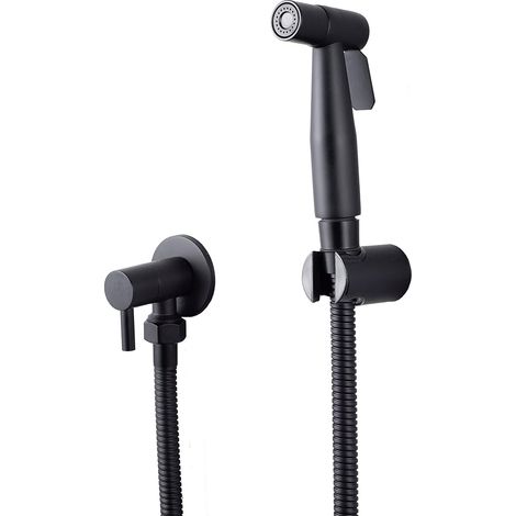 [LOSCHEN] Rociador de inodoro de acero inoxidable para bidé e inodoro, kit de rociador para bidé, rociador para grifo, rociador para inodoro Shattaf (negro) (1/5)
