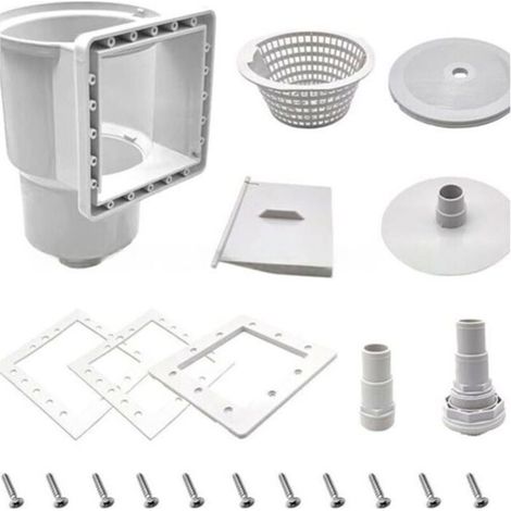 Kit d'écumoire de piscine - PZCC - Skimmer mural - 32/38 mm - Plastique ABS anti-UV - Blanc (1/4)