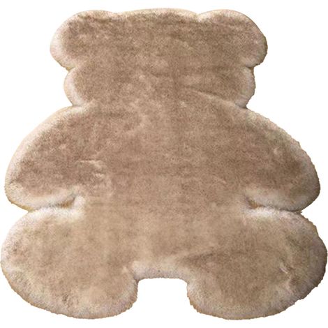 Tapis de chambre mignon en forme d'ours, doux et duveteux, pour enfants et adolescentes, idéal pour le salon, couleur kaki, 45 x 60 pouces. (1/5)
