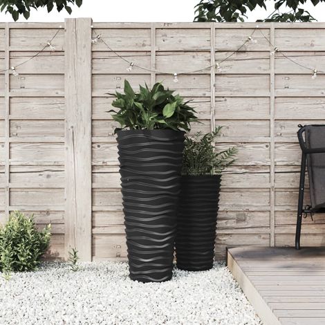 Jardinière et intérieur amovible Bac A Fleur anthracite aspect rainuré 69685 (1/5)