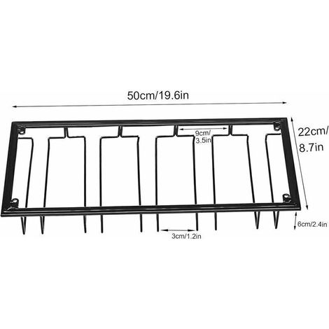 Porte-Verres Suspendu - Support de Verre à Vin avec 5 Rails pour 10-15 Verres. 50 x 22.5 x 5.5 cm. Avec Vis. Utilisé Dans le Bar. Armoire à Vin. Cuisine (5 Rails) (1/3)