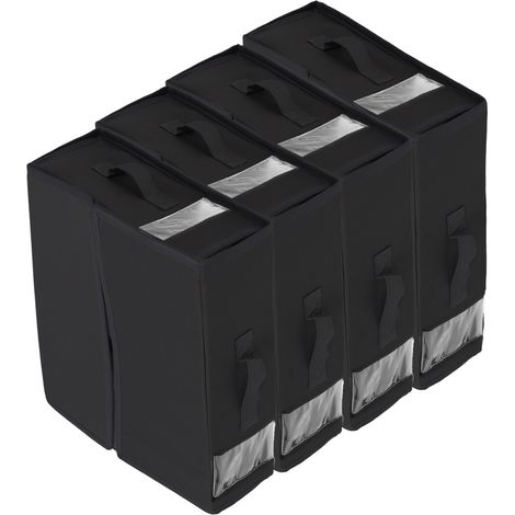 Ensemble de 4 boîtes de rangement KIN 83-C3 noir pour draps housse couette et literie (1/5)