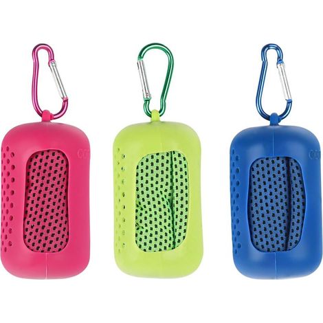 Cool Towel pour Sport(30x90cm), 3Pcs Serviette de Rafraîchissante avec Boîte de Rangement en Silicone, Serviette Fraîcheur pour Fitness Sports Voyages (1/5)