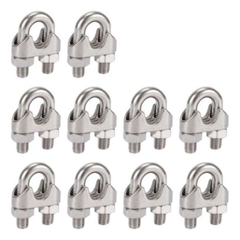 Confezione da 10 fascette stringicavo da 5 mm in acciaio inox 304 con clip doppie per stendibiancheria, tendalino e fissaggio