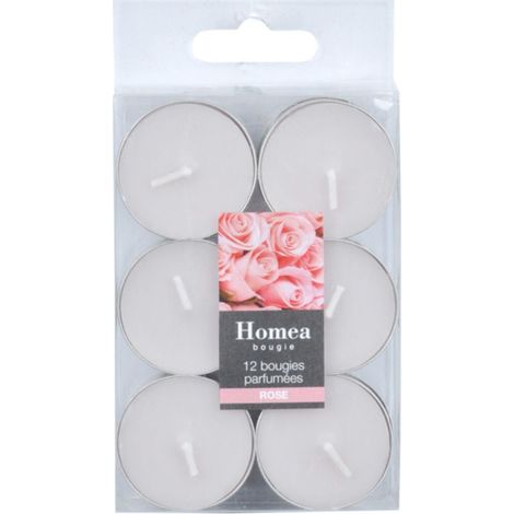 Lot de 12 Bougies Chauffe-Plat "Essentiel" 3,5cm Rose (1/2)