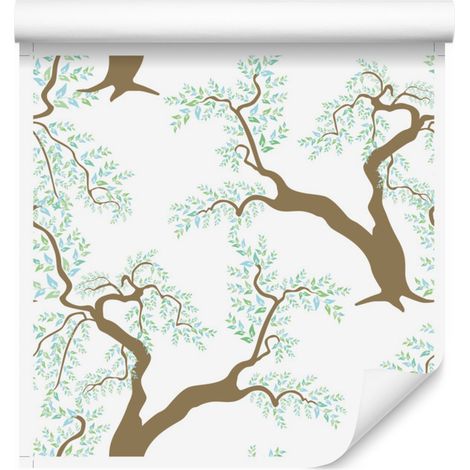 Papier peint à motifs de feuilles d'arbres verts pour salon et chambre 50x1000 cm (1/5)