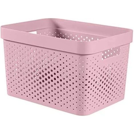 1 Panier de Rangement 17L Empilable Plastique Recyclé Rose pour Bureau et Maison (1/2)