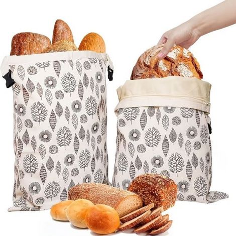 Lot de 1 sac à pain en cire d'abeille naturelle — Scellage préservateur — Sac en coton enduit de cire d'abeille naturelle (1/4)