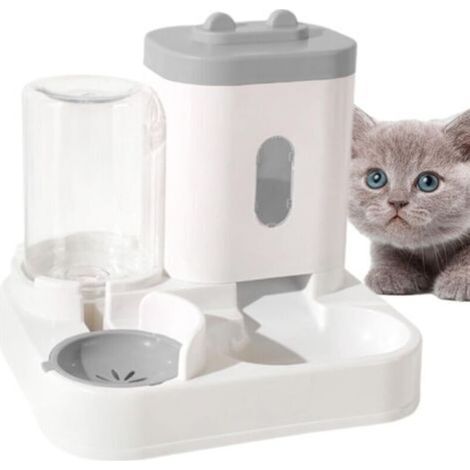 Distributeur automatique de croquettes et d'eau pour chat – 2 bols 2,3L nourriture et 1L eau – Conception robuste et facile à nettoyer (1/5)