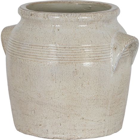 Tarn Collection Medium Pot with Handles - Ceramic - L22 x W26 x H22 cm - White