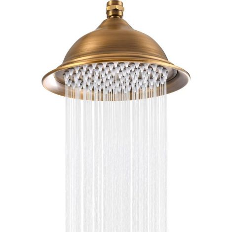 Acier inoxydable Antique Rond 8 Pouces Pommeau de Douche Accessoires de Salle de Bain Pommeau de Douche de Remplacement Pommeau Douche Large tête de Douche (Standard 1/2 pouce) (1/5)