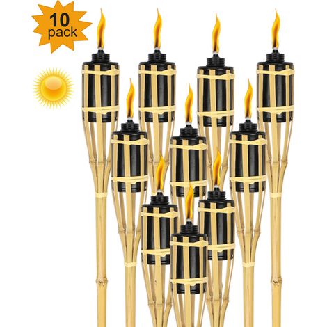 SWANEW Torce da giardino 10x Torcia set decorazione Olio di torcia Schibroni a 90 cm Fiamme di fuoco per feste (1/5)