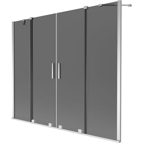 Mexen Velar Duo mampara de bañera corredera de 2 hojas 190 x 150 cm, grafito, cromo - 896-190-000-42-01 (1/2)