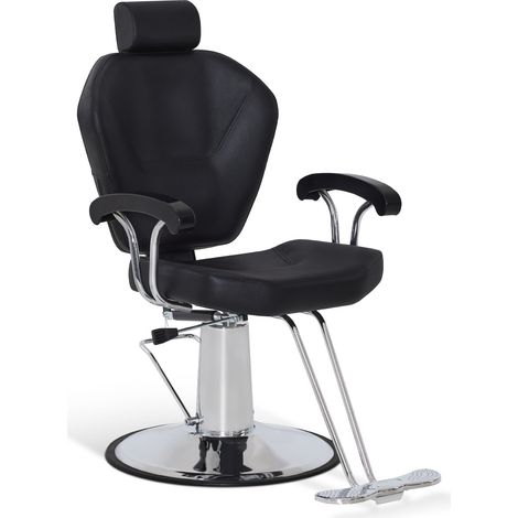 BarberPub Friseurstuhl mit Kopfstütze, Friseurstühle mit Hydraulikpumpe 360° Drehbar, Friseureinrichtung Höhenverstellbar, Barber Stuhl PVC Kunstleder, 8816 (Schwarz) (1/5)