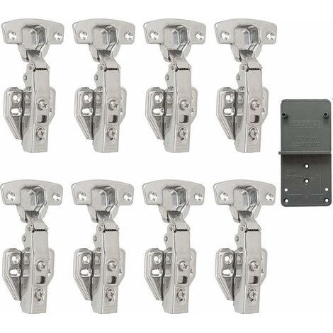 Charnières pour meubles, recouvrement total à 110°, charnières de fermeture de 35 mm avec amortisseur hydraulique, charnières à fermeture automatique pour portes de placards de cuisine, lot de 8 (1/5)