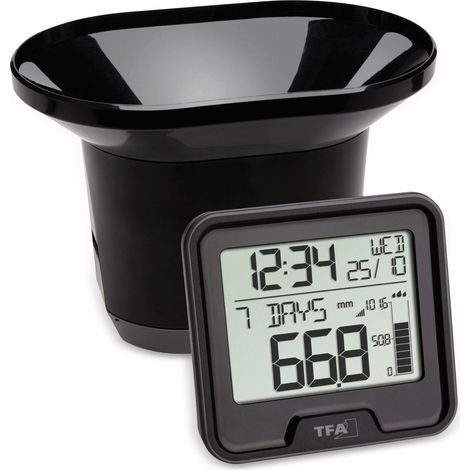 TFA DOSTMANN PLUVIÓMETRO INALÁMBRICO DROP, MEDICIÓN FÁCIL DE LAS PRECIPITACIONES, TRANSMISIÓN INALÁMBRICA, ALARMA DE LLUVIA 24 H