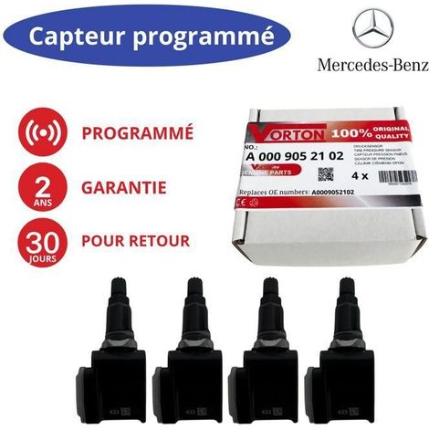 4 sensori TPMS programmati Mercedes (A0009052102) 433MHz – compatibili con Classe E W213, G W464, CLS C257, AMG GT C190