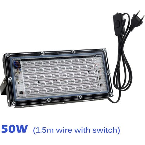 50W UV-Projektorlampe für festliche Atmosphäre – fluoreszierendes violette Licht mit integriertem Schalter und europäischer Steckdose.