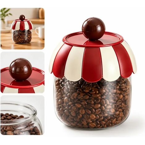 Pot alimentaire etanche 900 ml, couvercle cremaillere, corps transparent, decoration cuisine (1/5)
