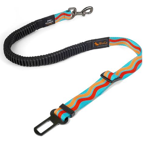 Ceinture Chien Voiture Securite Réglable Nylon Elastique Antichoc,Attache Chien Voiture Voyage Indéchirable Harnais Chat Animaux Compagnie Laisse Agrafe Métal Accessoires Mousqueton (Bleu Ciel) (1/5)