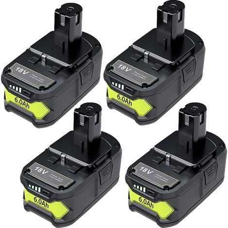 Batería de repuesto, batería de litio de 6.0 Ah, 18 V, larga duración y carga rápida, protección contra sobrecarga, compatible con herramientas inalámbricas Ryobi, 4 unidades de 6.0 Ah (1/2)