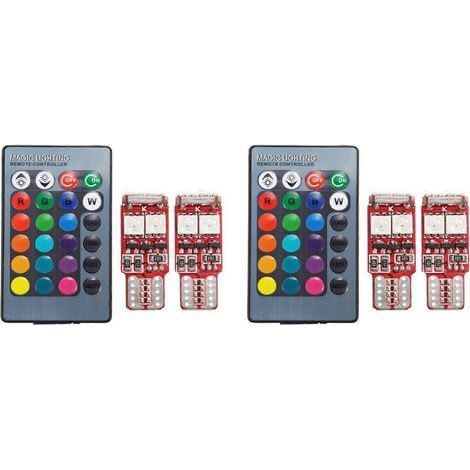 Stück T10 W5W LED RGB Fernbedienungsleuchten Blinkerbirne Auto-Innenraum Keilseitenleuchten (1/5)