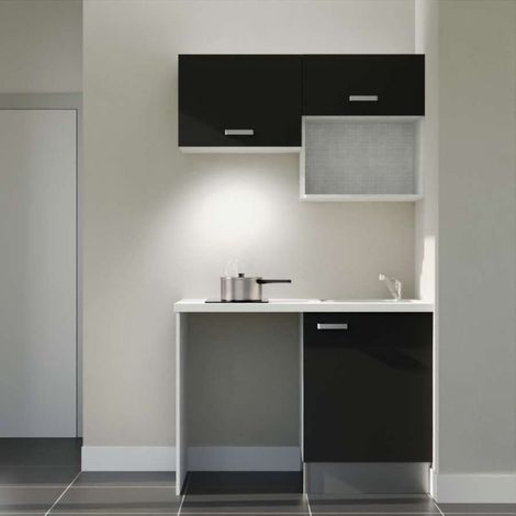 Kitchenette K02L-PT - 120 cm avec plan de travail et évier - emplacements frigo, hotte et micro-ondes