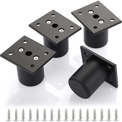 Lot de 4 Pieds de Meubles Réglables 5,1 cm en Alliage d'Aluminium pour Canapé Bricolage et Meubles TV Pouf Placard Noir - (1/4)