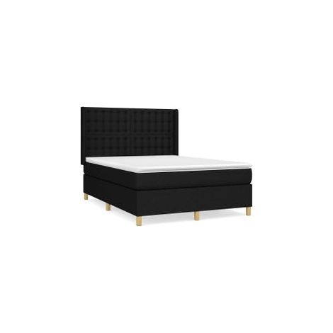 Sommier à lattes de lit avec matelas Noir 140x190 Tissu (1/5)