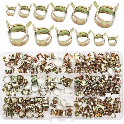 Lot de 135 colliers de serrage à ressort pour tuyaux, colliers de serrage pour tuyaux de carburant,colliers de serrage pour tuyaux d'eau,tuyaux d'air - 6-12 mm (1/4)